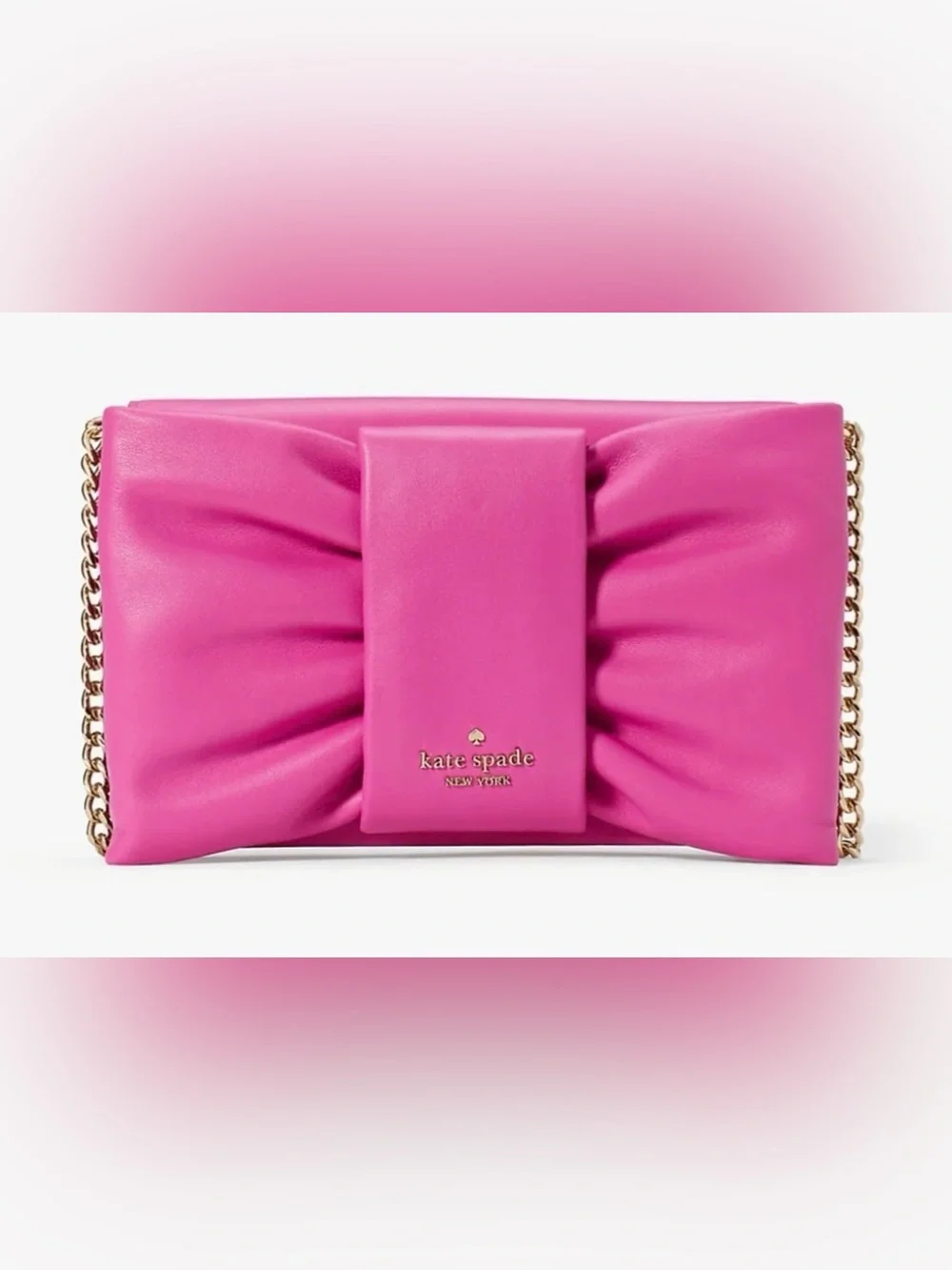 Like new! kate spade Milly Bow Flap Crossbody Pink Leather Chain Mini Bag Party